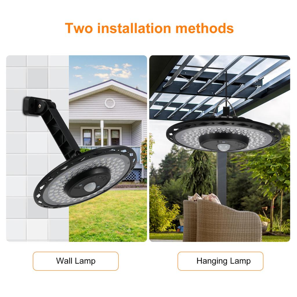 180 светодиодов на солнечных батареях, подвесной светильник, настенный светильник, светильник для гаража, датчик движения, уличный водонепроницаемый светильник