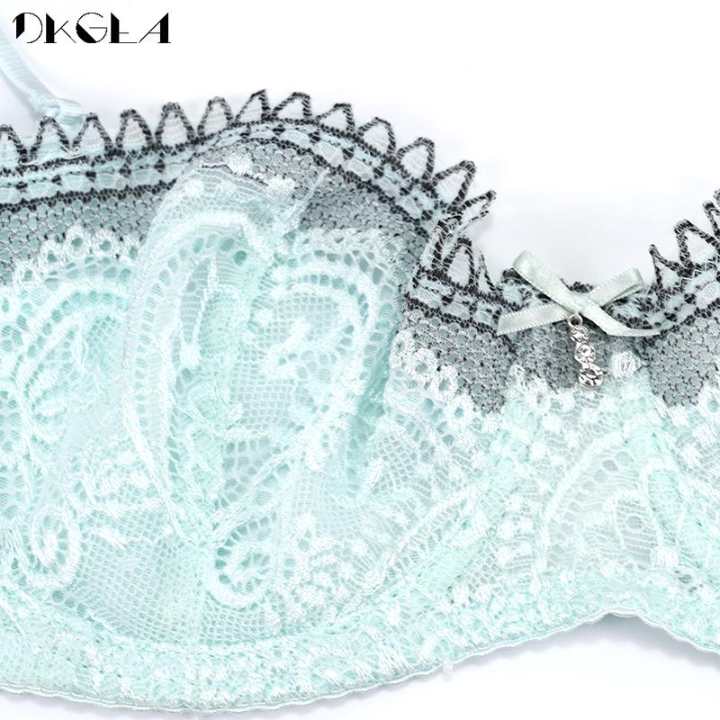 DKGEA Sexy Bra Set 1/2 Cup Transparent Embroidery Lace Underwear Set Women