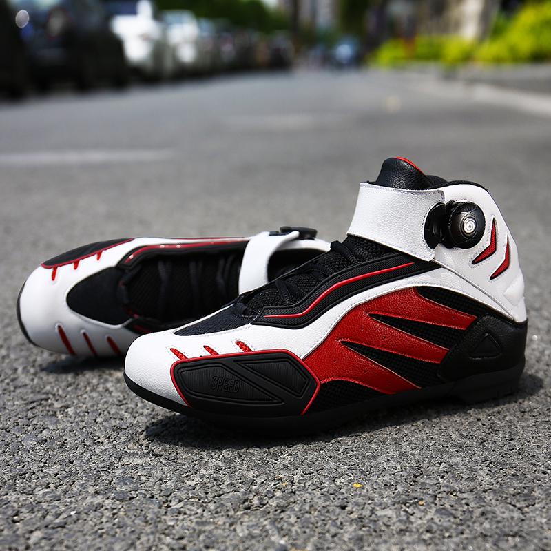 Мужские/женские высокие мотоциклетные ботинки 36–48, мотоциклетные ботинки, велосипедные ботинки с поворотной кнопкой и липучкой