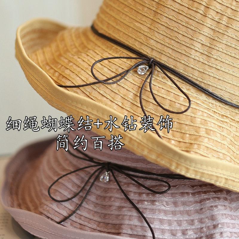 String bow sweet bucket hat beach eaves travel sun protection versatile light cloth hat summer