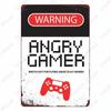 Предупреждение Angry Gamer, винтажная жестяная вывеска, постер с повторением игр, клубный домашний декор для спальни, игра для сна, забавные наклейки на стену, доска N379