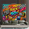 1 piece of 2D background fabric, nostalgic polyester background fabric in the style of the 1990s, party banner
