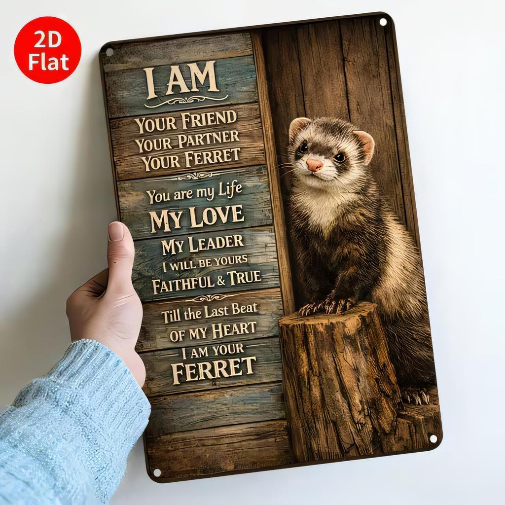 Tin Sign I Am Your Ferret Vintage Wooden Fence Style Retro Metal Plaque Wall Art Home Decor for Living Room Bedroom Bar Garage