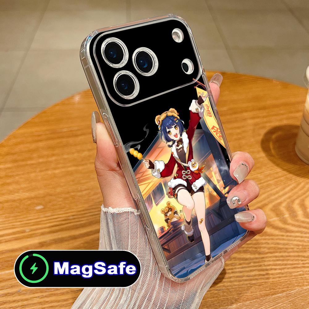 Game GI Xiangling Clear TPU Magsafe Mobile Phone Case for iPhone 17 16 15 14 13 12 11 Air Pro Max Plus Mini Colorful Cover