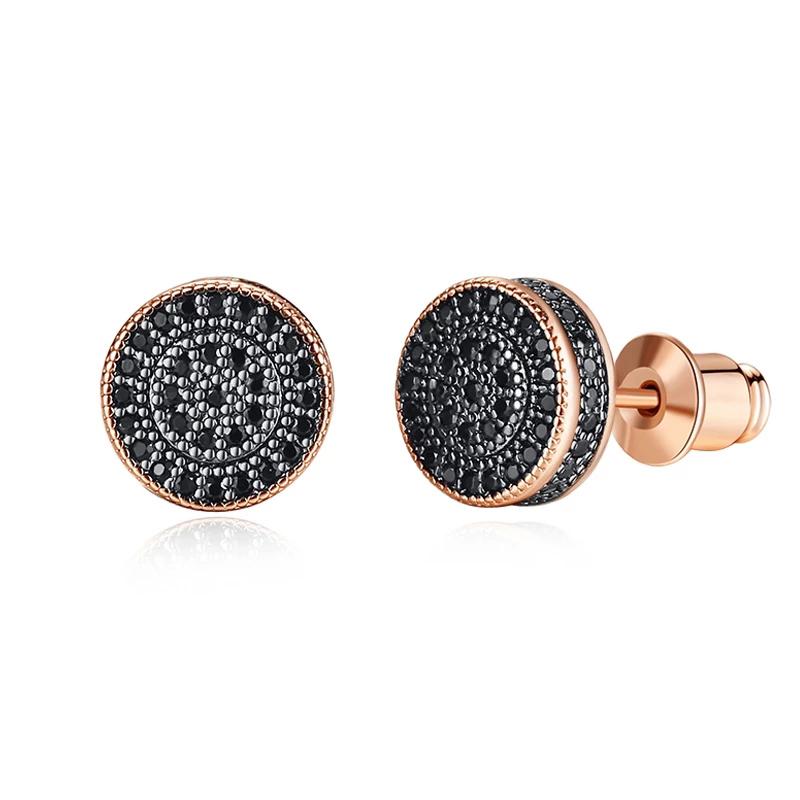 5 Стилей Элегантные Серьги-пусеты с Натуральным Черным Цирконом для Женщин Розовое Золото Высокое Качество Повседневные Изысканные Ювелирные Изделия