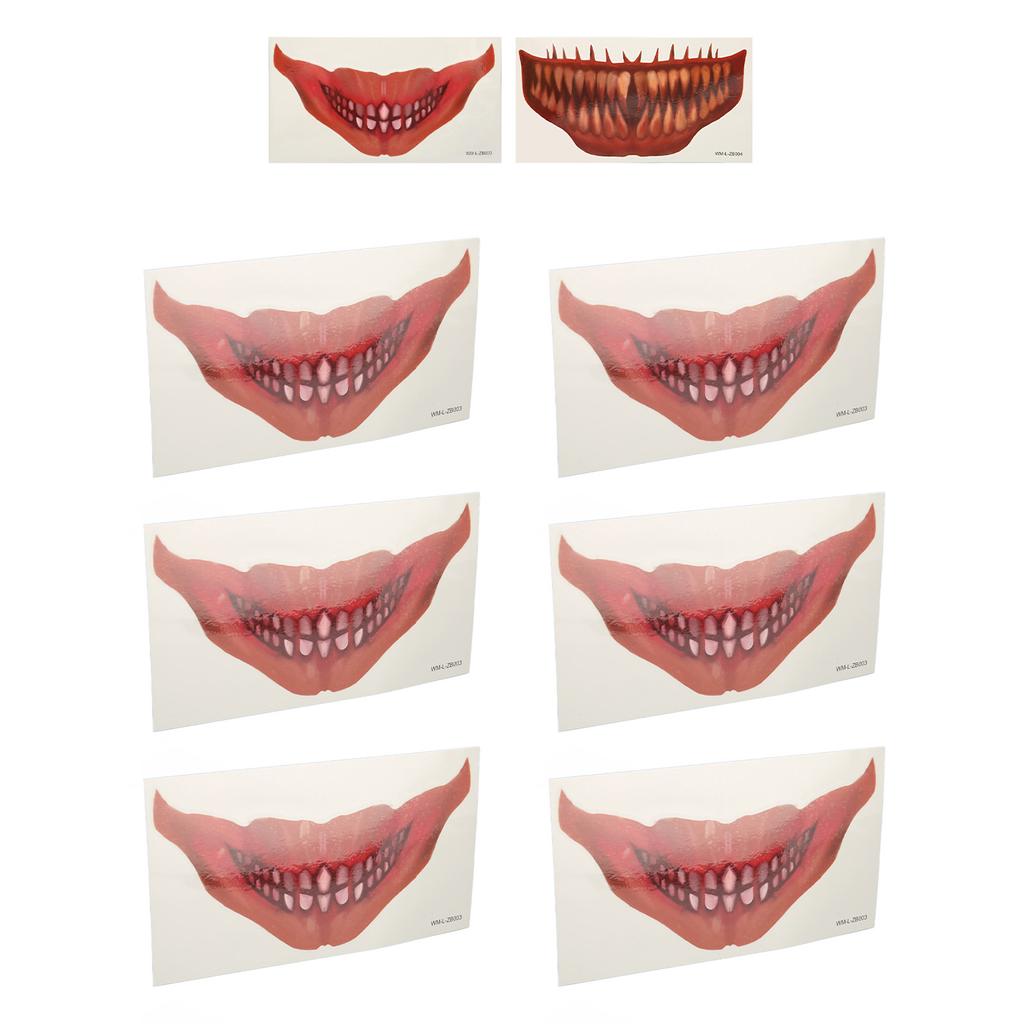 6шт большой рот татуировки наклейки страшные водонепроницаемый Sweatproof ужас временные Хэллоуин татуировки лица St