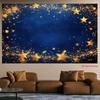 2D Golden Star Glitter Backdrop, Blue Galaxy Party Banner