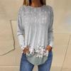 Women's Loose Round Neck Print Long Sleeve T-Shirt Top Pullover