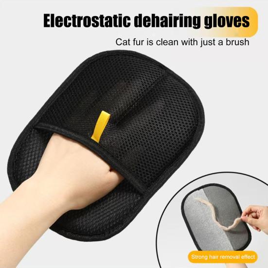Electrostatic Pet Fur Gloves Pet Hair Remover Grooming Shedding Gloves for Cats Dogs Rabbits Reusable Fingerless Cleaning Mitt for Furniture Carpet