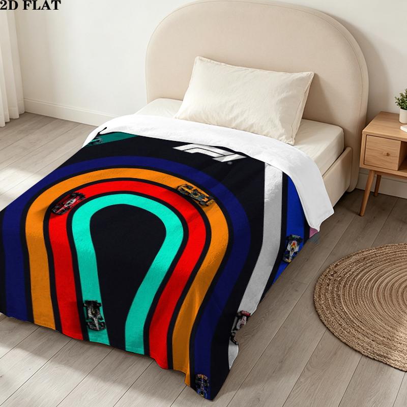 F1 Cars Print Flannel Blanket, High quality Comfortable for All Seasons, Home Decor, Warmth and Comfort, Perfect for Christmas Gifts