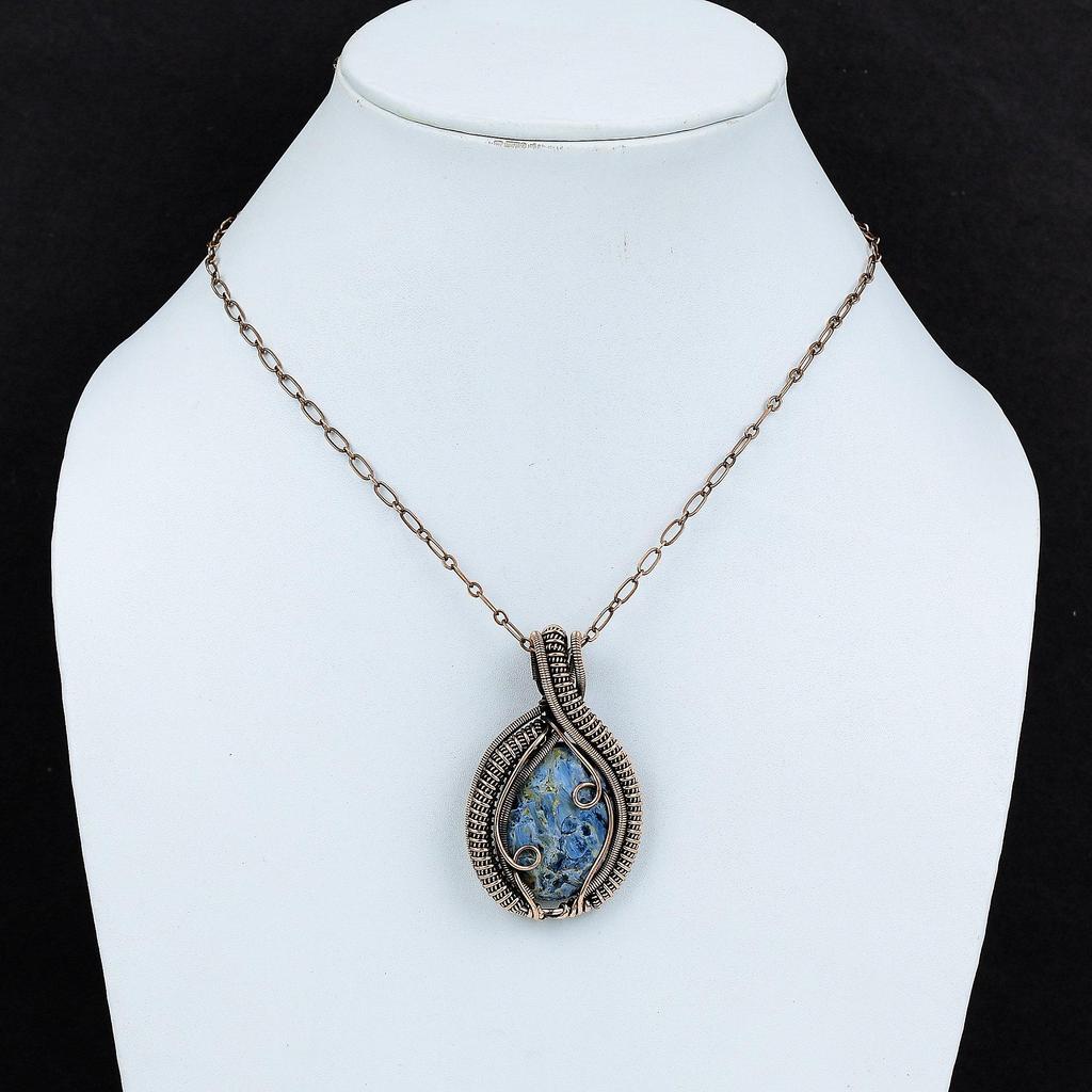 Подвеска из Питерсита, медная проволока, кулон с драгоценным камнем, Ювелирные изделия из Питерсита, подвеска ручной работы, красивые медные украшения, подарок для женщин