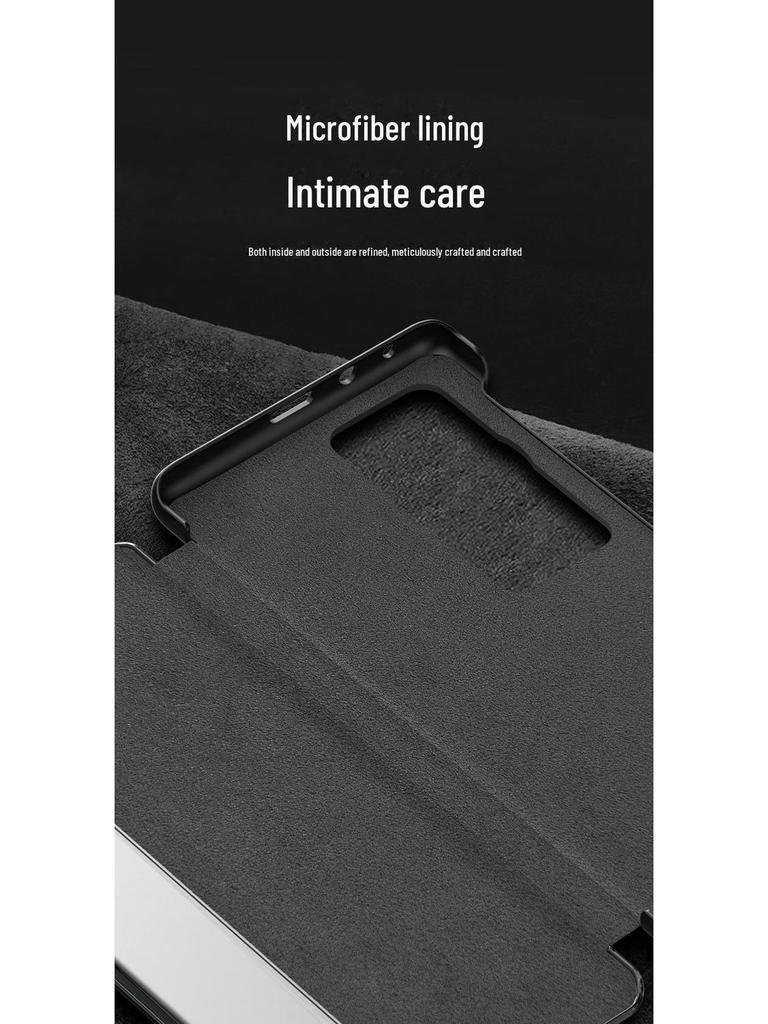 Чехол-книжка из натуральной воловьей кожи первого слоя с сенсорным окном для Huawei P60/P60 Pro