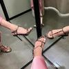 Модные женские туфли на высоком каблуке, сексуальные сандалии с открытым носком, леопардовый принт, летнее уличное платье 2024, платье-комбинация для вечеринки, женские сандалии на высоком каблуке