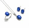 Комплект украшений с синим звездчатым сапфиром, 925 проба, цельное стерлинговое серебро, минималистичное кольцо обещания, кулон для повседневной носки, сапфировые серьги-пусеты