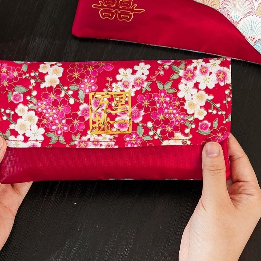 Brocade Cloth Brocade Red Envelope New Year Blessing Words New Year Money Bag Lady Girls