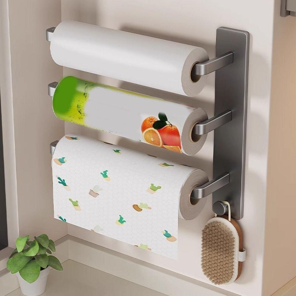Wall Mounted Roll Paper Storage Rack Carbon Steel Towel Bar Rack Roll Paper Dispenser Bathroom