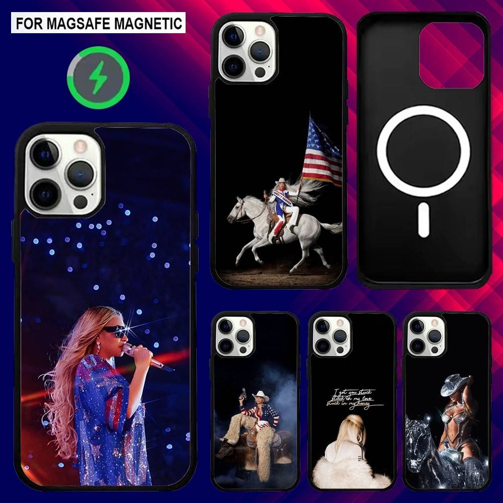 Чехол для телефона B-Beyonce Cowboy Carter для iPhone 16e, 16, 15, 14, 13, 12, 11, Plus, Pro, Max, Mini, с магнитной беспроводной зарядкой Magsafe