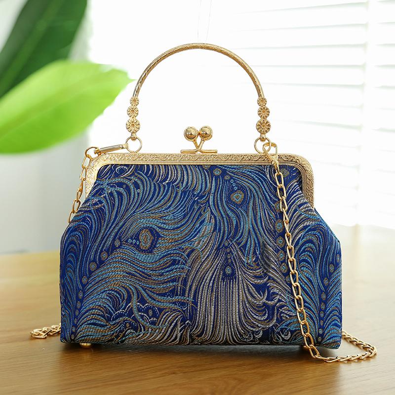 Fashion Silk Bag Tote Shoulder Crossbody Chain Women Handbag Embroidery Chinese Cheongsam Female   Bags Clutch Purse