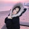Zaoshan carving hairy fur collar cotton coat men and women piled thickened American cat ears cleanfit winter cotton coat