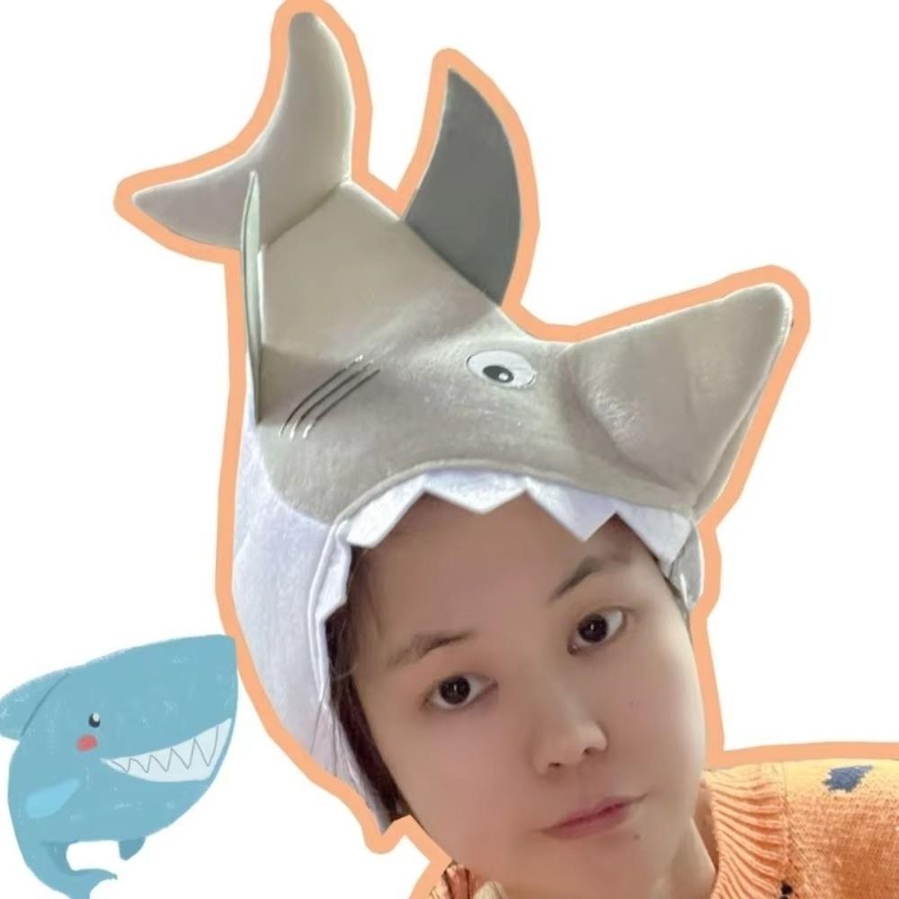 Cute Shark Party Hat Cartoon Halloween Headgear Costume Accessories Shark Head Cover Carnivals