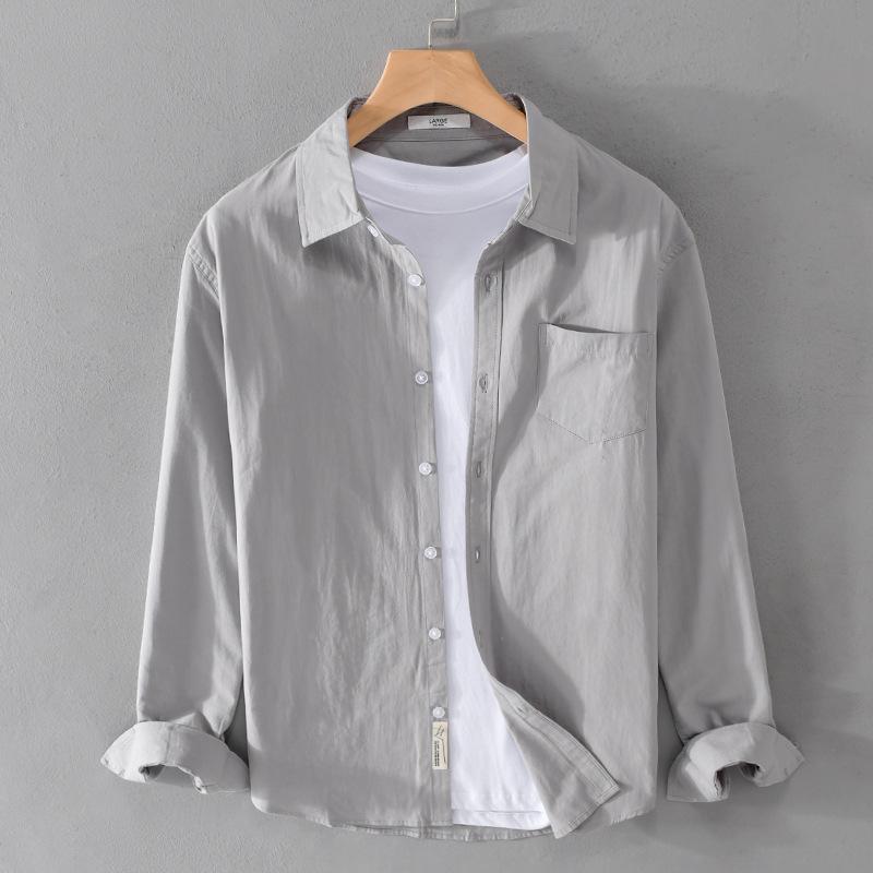 Pure Cotton, Autumn Men's Fashion Business Comfortable Slim British Style Work Casual with Breathable Cotton Long Sleeve Shirt