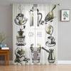 Coffee Lovers Decoration Sheer Curtains for Living Room Decoration Window Curtains for Kitchen Tulle Voile Organza Curtains
