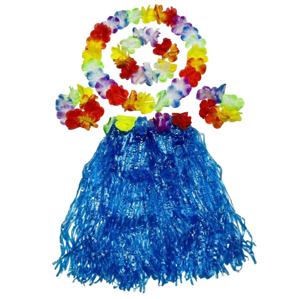 Carnival Ball Dance Performance Grass Skirt Set, Flower Garland, Head Flower, Hand Flower, Children's Grass Skirt