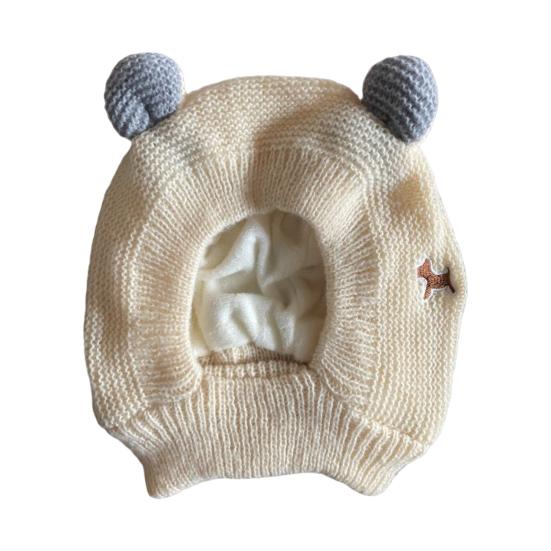 Детская шапка зимняя вязаная шапка для домашних животных, эластичная, сохраняет тепло, однотонная, с декором для ушей, для мальчиков и девочек, шапочка-бини для фотосъемки, головной убор