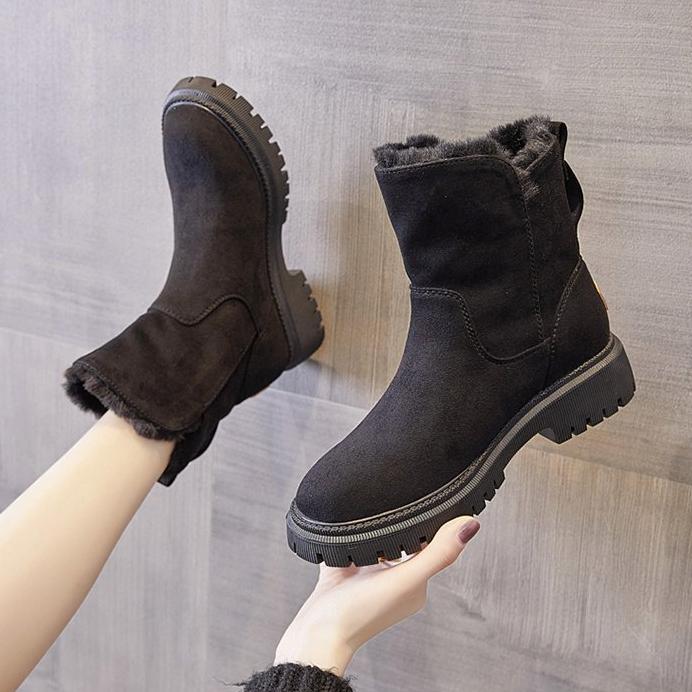 Сапоги на толстой подошве, женские зимние новые зимние сапоги с мягкой подкладкой, теплые короткие сапоги, большой размер 42