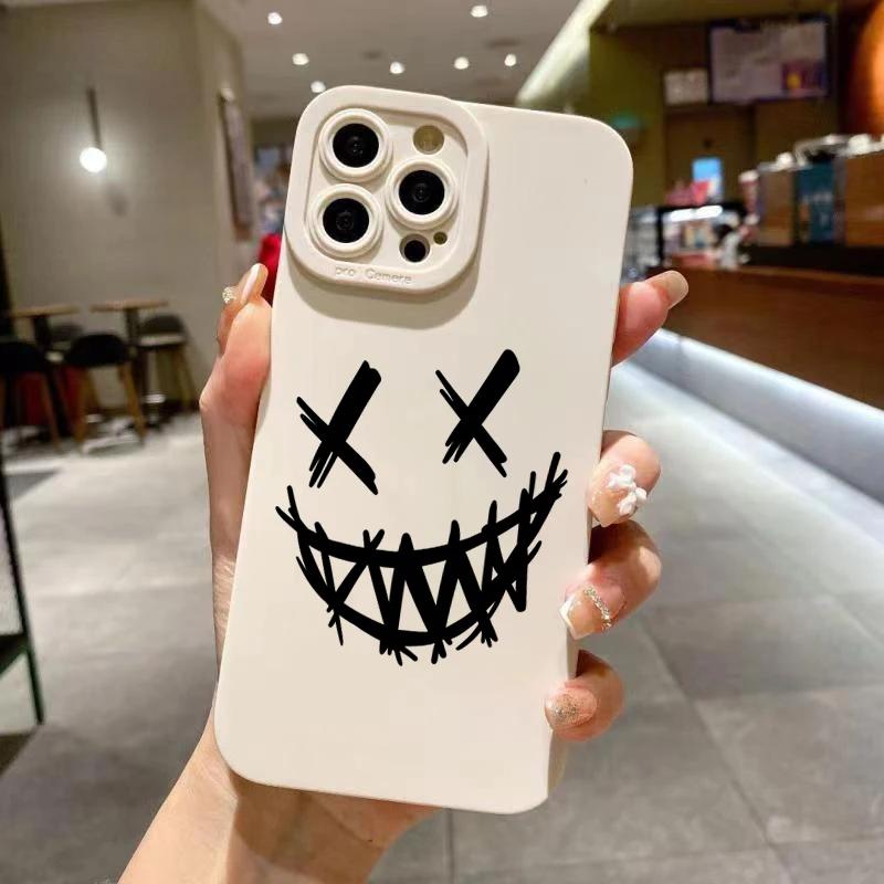 Black Skull Phone Case For iPhone 15 Cases iPhone 14 13 12 11 Pro Max Mini XS Max XR X 7 8 Plus SE Matte Soft Silicone Cover