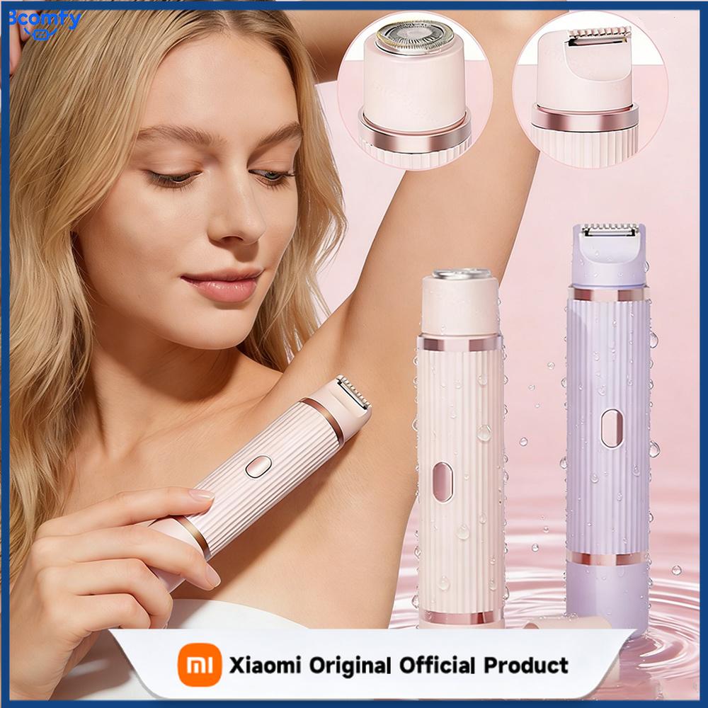Xiaomi Женский электрический триммер для бритья 2-в-1 для зоны бикини, беспроводной, водонепроницаемый, перезаряжаемый, для влажного и сухого использования, съемная двойная головка