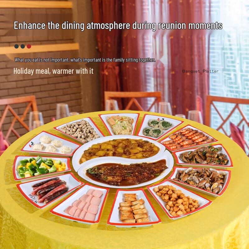 Набор меламиновых секционных сервировочных блюд веерной формы Yu Qun Hui