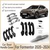Накладка на ручку двери автомобиля с левым рулем для Cupra Formentor ~2024 Глянцевый черный Карбоновое волокно Хромированные накладки на ручки Наклейки Аксессуары