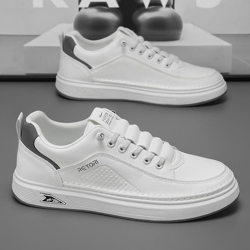 Кожаные повседневные туфли для мужчин, дышащие белые кроссовки, модные туфли для вождения, ходьбы, тенниса для мужчин, офисные туфли на плоской подошве