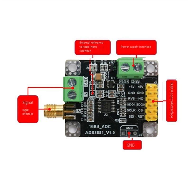 ABNR ADS8681 Analog-To-Digital Converter 16 Bit ADC Data Acquisition Module Sampling Rate 1MSPS Single-Stage And Two-Stage