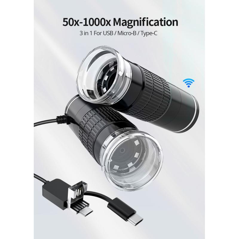 Беспроводной цифровой микроскоп 50X-1000X увеличение портативный ручной USB микроскоп с гибкой подставкой для iPhone Android ПК