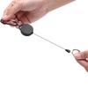 Black Retractable Key Chain Reel Steel Cord Recoil Belt Key Ring Badge Holder