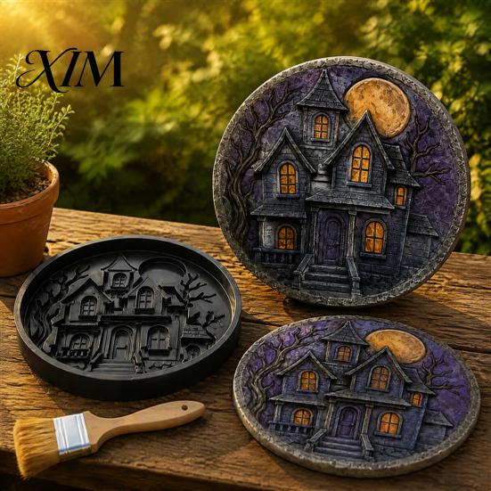 Resin Soap Making Mold Halloween Stepping Stone Mold, Reusable Plastic Molds, DIY Cement Durable Casting Form Path Maker for Garden Patio Lawn