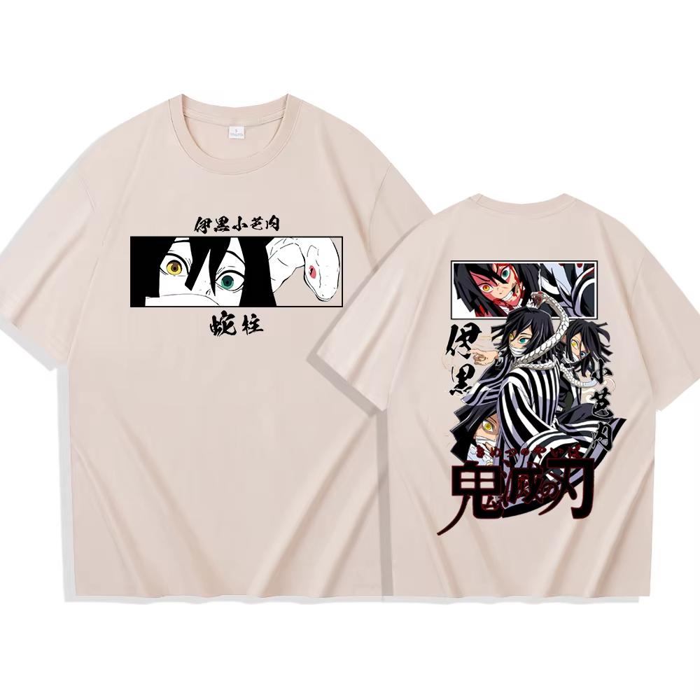 Аниме Клинок, рассекающий демонов Игуро Обанай Мужская хлопковая футболка с принтом Женская Мужская Харадзюку Круглый вырез Короткий рукав Футболка для фанатов