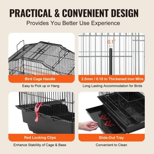 VEVOR 41-inch Open Top Large Parrot Bird Cage