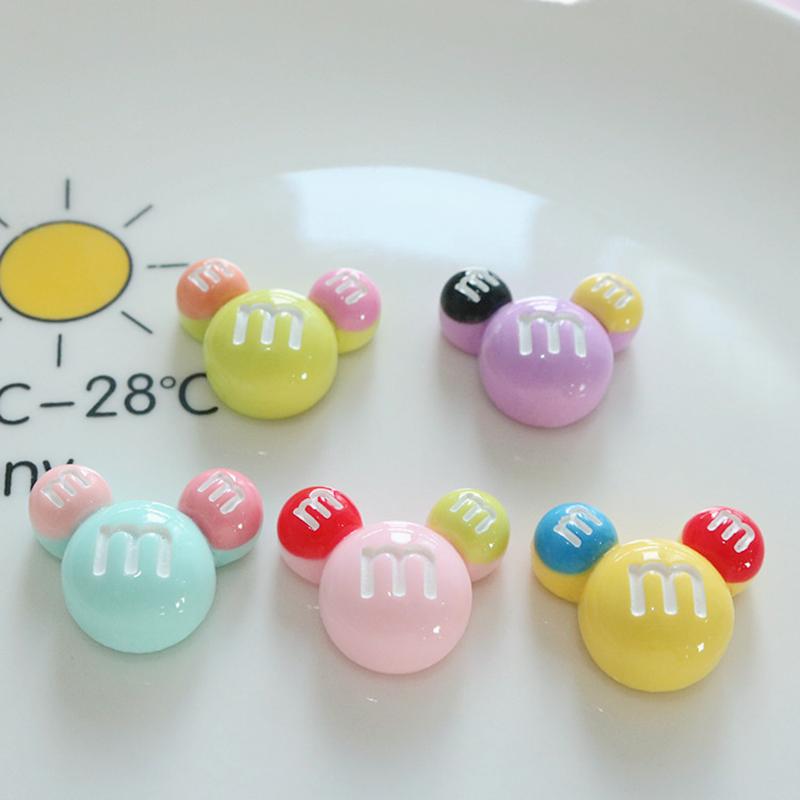 10 Pcs New Cute Bright Surface Cartoon M Beans Colour Candy Resin Scrapbook Diy Jewelry Children Party Hairpin Accessories A88