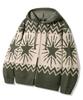 TRILLION Washable Wool Star Nordic Hooded Zip-Up Knit_Khaki