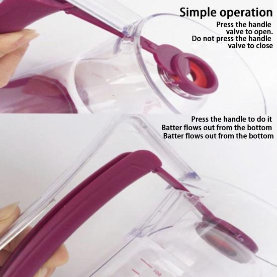 Диспенсер для теста для блинов Не содержит бисфенол А Герметичная конструкция Легко чистить Точные линии измерения Эргономичная ручка Кухонная утварь