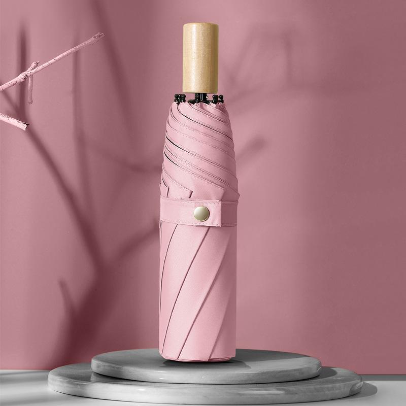 Новый простой зонт от солнца из винила с ручкой из массива дерева, тройной, анти-ультрафиолетовый зонт, реклама