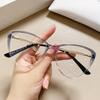 Women High Quality  Glasses Frame Fashion Gradient Color Metal Legs Flat Mirror Spring Hinge Prescription Glasses