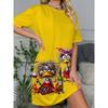 Women's Taupe Daisy Print Nightdress with Round Neck, Short Sleeves, Loose r