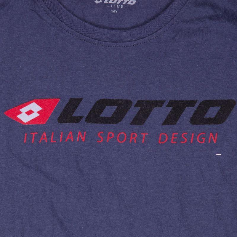 Cotton T-shirt Printed Logo Piping Sleeves Child LOTTO