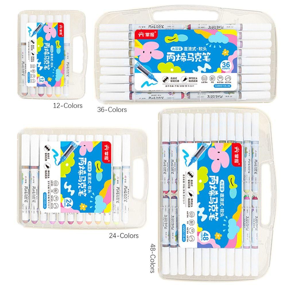 12/24/36/48-Colors Colour Pen Straight Liquid Art Watercolor Pen Portable Acrylic Marker Graffiti