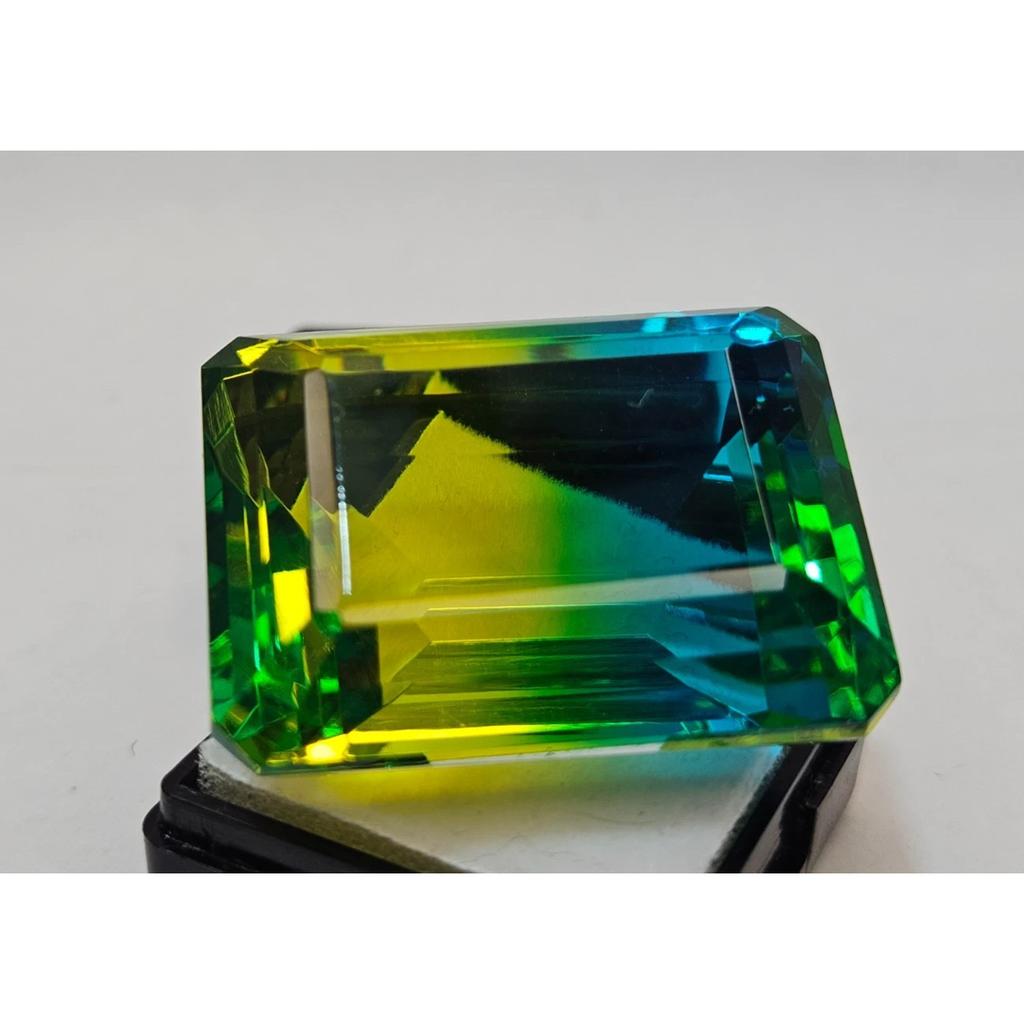 Stunning Tourmaline Bi-Color Natural Emerald Cut 105+ Ct Certified Gemstone