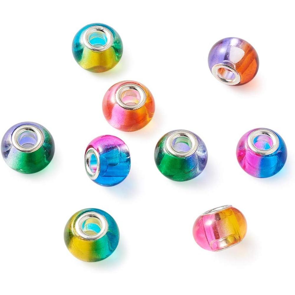 12/30/60 шт. Большие европейские бусины-разделители 15x12 мм, градиентные радужные разноцветные бусины-шармы Rondelle для браслета-цепочки «змейка», изготовление ювелирных изделий